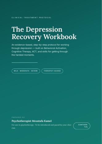 Cover of The Depression Recovery Workbook by psychotherapist Moustafa Kamel